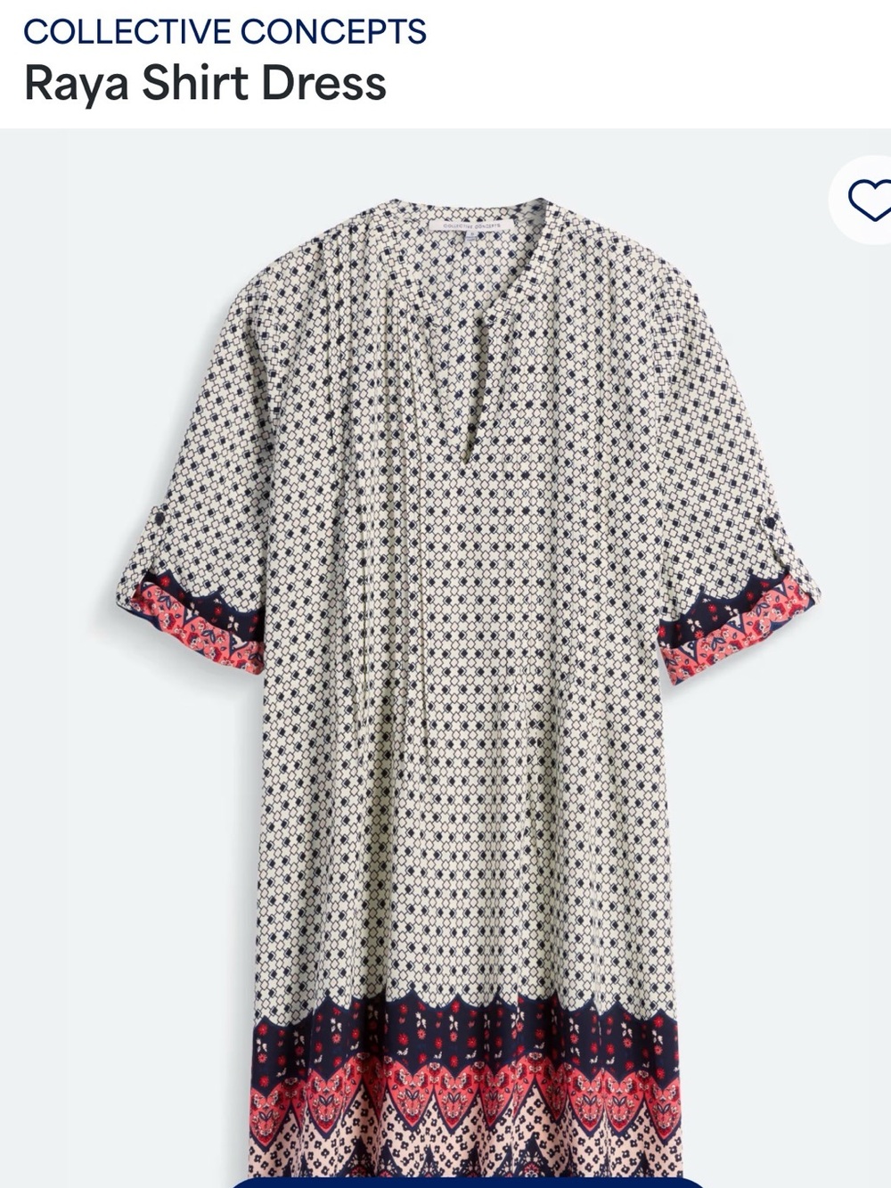 Collective Concepts Raya Shirt Dress Cream and Navy women size Large